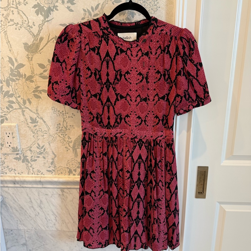 ba&sh Pink Black Printed Mini Dress Size Small
